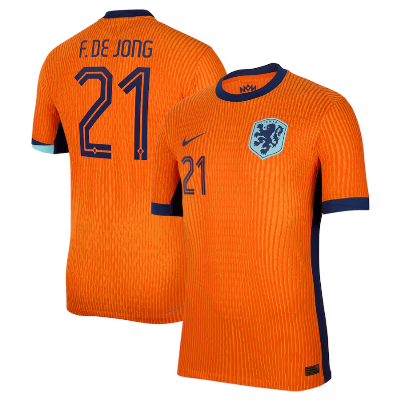 Frenkie de Jong Netherlands National Team Nike 2024 Home Authentic Jersey - Orange